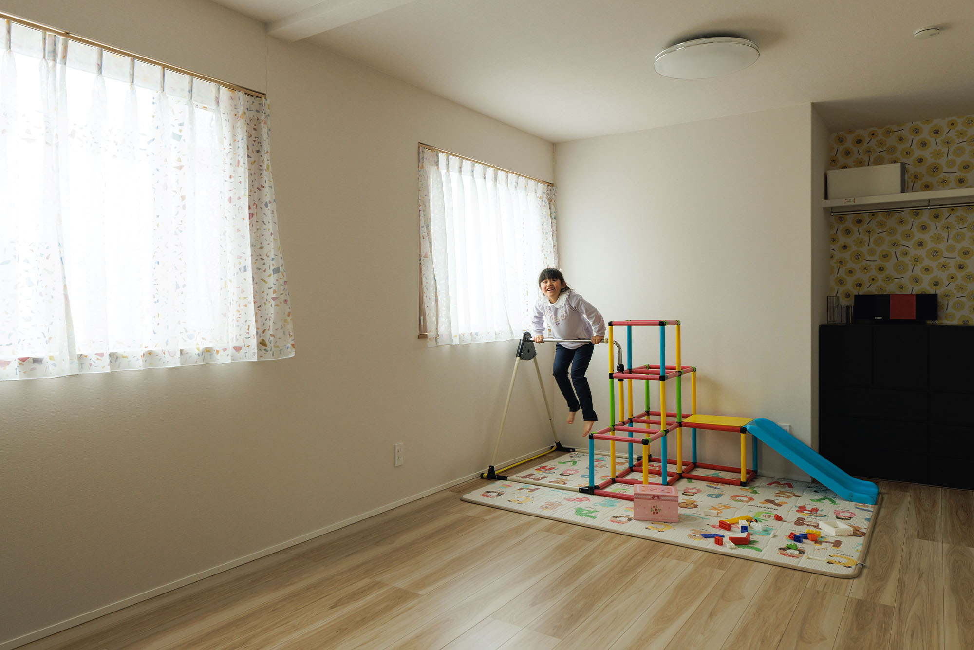 子ども室は、将来2つの個室に分けることができる可変性のある設計
